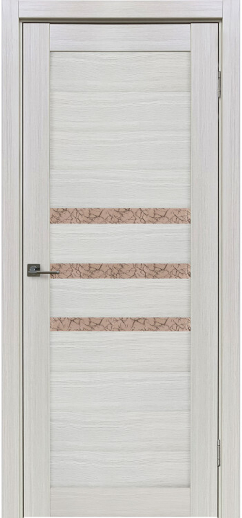 Межкомнатная дверь X-6 / Цвет тон Белая лиственница / Остекление "Гранит бронза" / Двери Верда