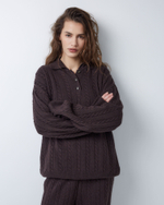 Поло объемного кроя из смесового кашемира шоколадный