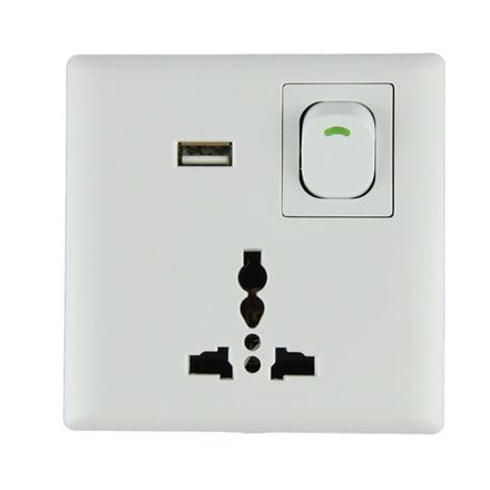 Розетка универсальная 220V+USB  5V+выключатель (белая)