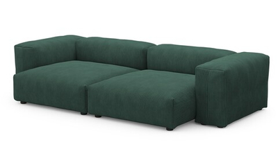 Диван Фиджи двухсекционный (большой и глубокий) Cilium Forest 273*137*62 см, Зеленый Вельвет Нераскладной Фиеста