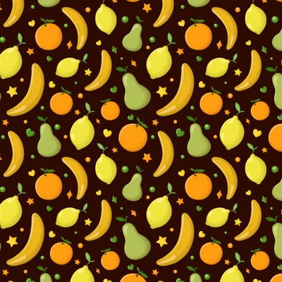 Груши, бананы и лимоны на темном фоне