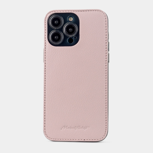 Чехол для iPhone 15 Pro Max из кожи козы, пудрового цвета