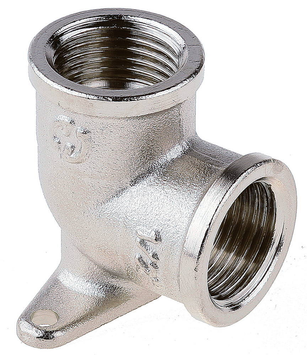 Уголок GENERAL FITTINGS с креплением к стене в двух точках, никелированная латунь, г/г, 1/2″