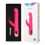 Розовый вибратор-ротатор со стимулятором клитора и возвратно-поступательными движениями - 22,4 см. (Цвет: розовый)