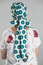 Тюрбан Эмма Лен, шапочка с лентами, зеленые колечки