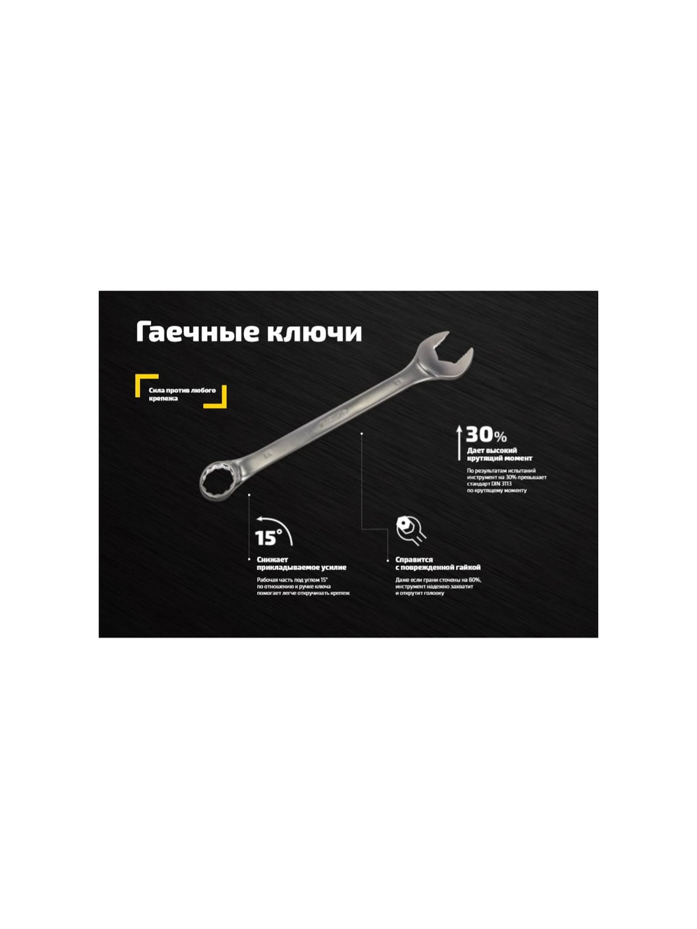 Комбинированный ключ Inforce 30мм, Сталь Cr-V, профессиональный, 06-05-28