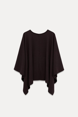 ZARA НАКИДКА АСИММЕТРИЧНОГО КРОЯ В РУБЧИК, БАКЛАЖАНОВЫЙ