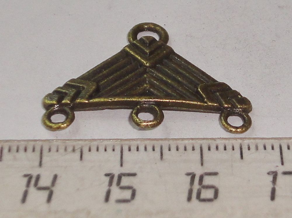 Коннектор на 3 нити треугольники (цвет бронза)