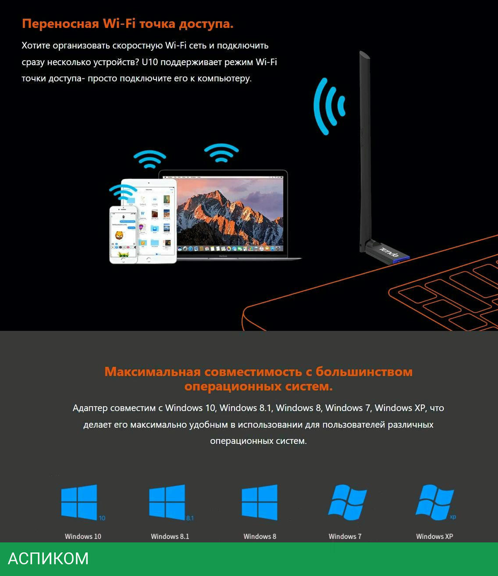 Wi-Fi адаптер Tenda U10
