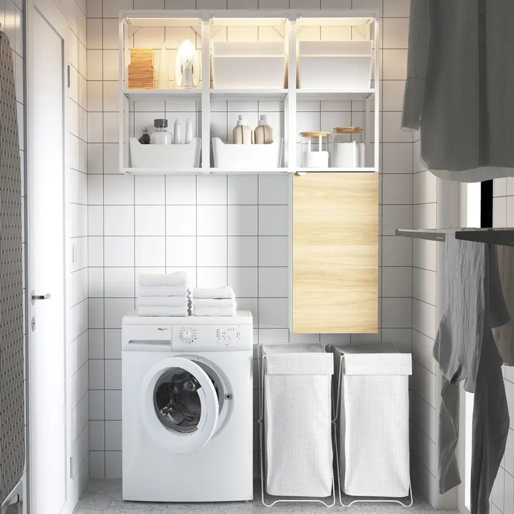 Книжный шкаф -  ENHET IKEA/ ЭНХЕТ ИКЕА, 150х120 см, белый/под беленый дуб
