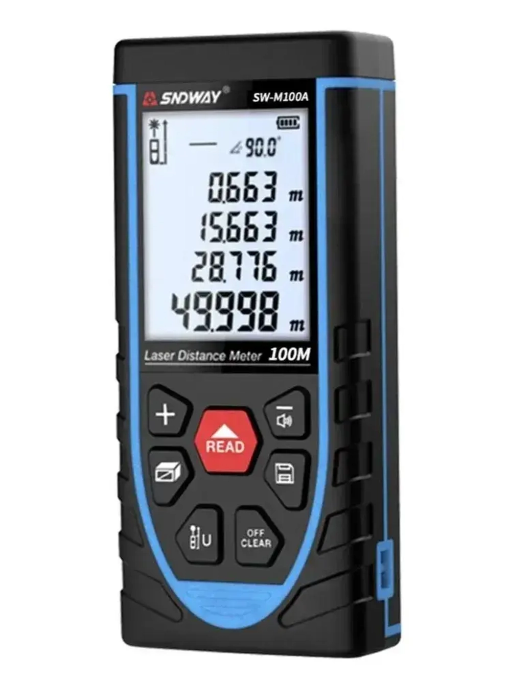 Лазерный дальномер SNDWAY SW-M100A с аккумулятором / лазерная рулетка 100 м
