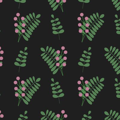 Ягодная ветка на черном.