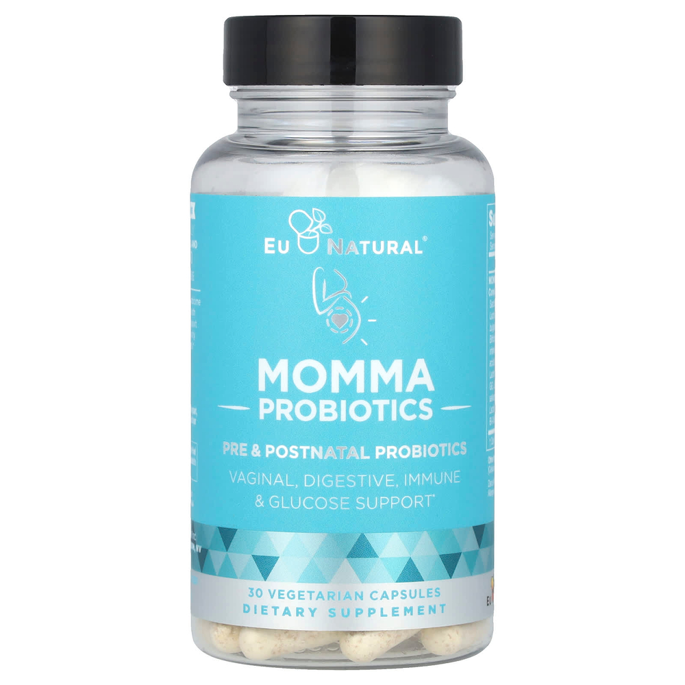 Eu Natural, Momma Probiotics, пре- и послеродовые пробиотики, 30 вегетарианских капсул