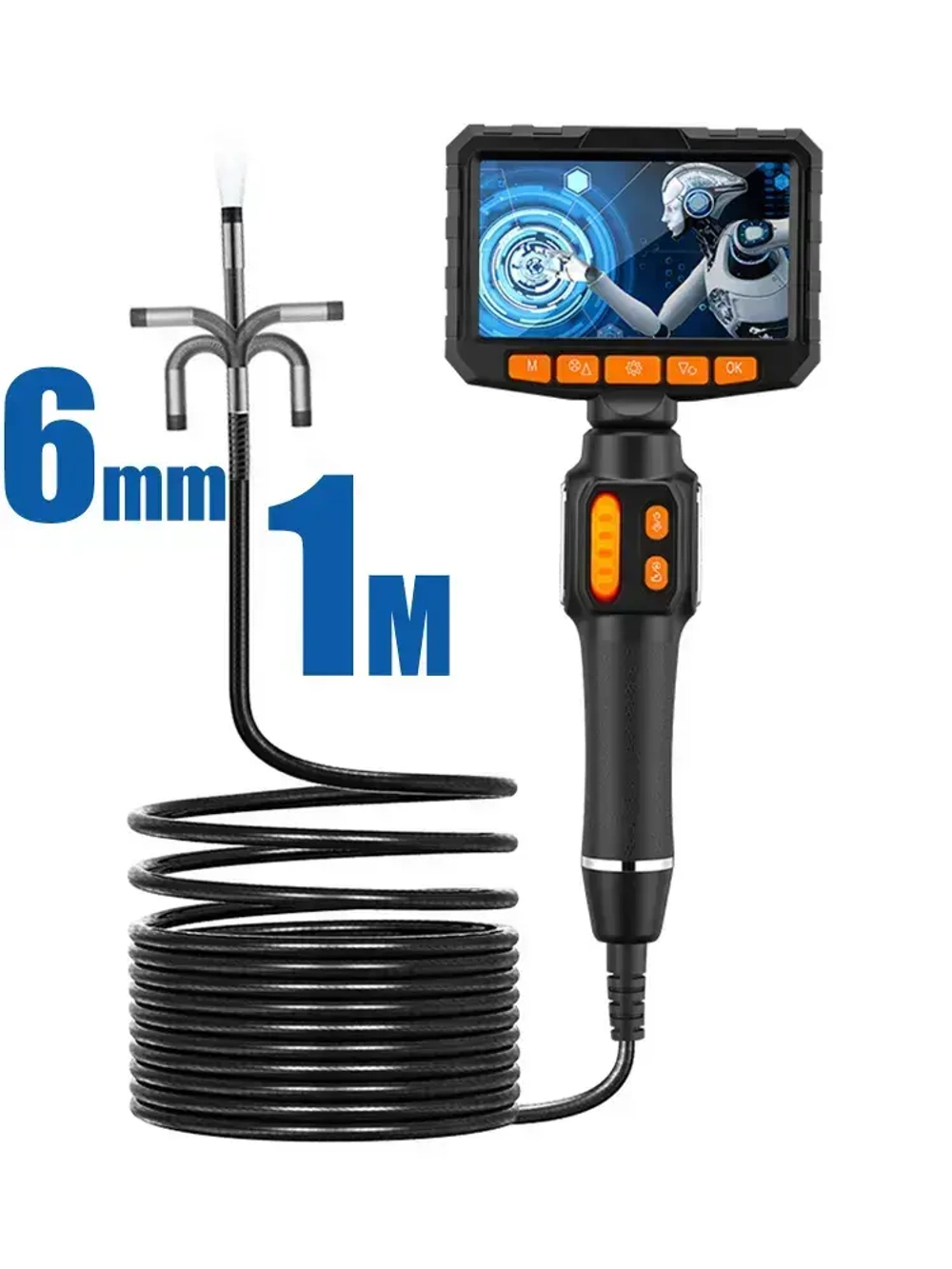 Поворотный эндоскоп 6 мм с Дисплеем /автомобильная камера /Бороскоп