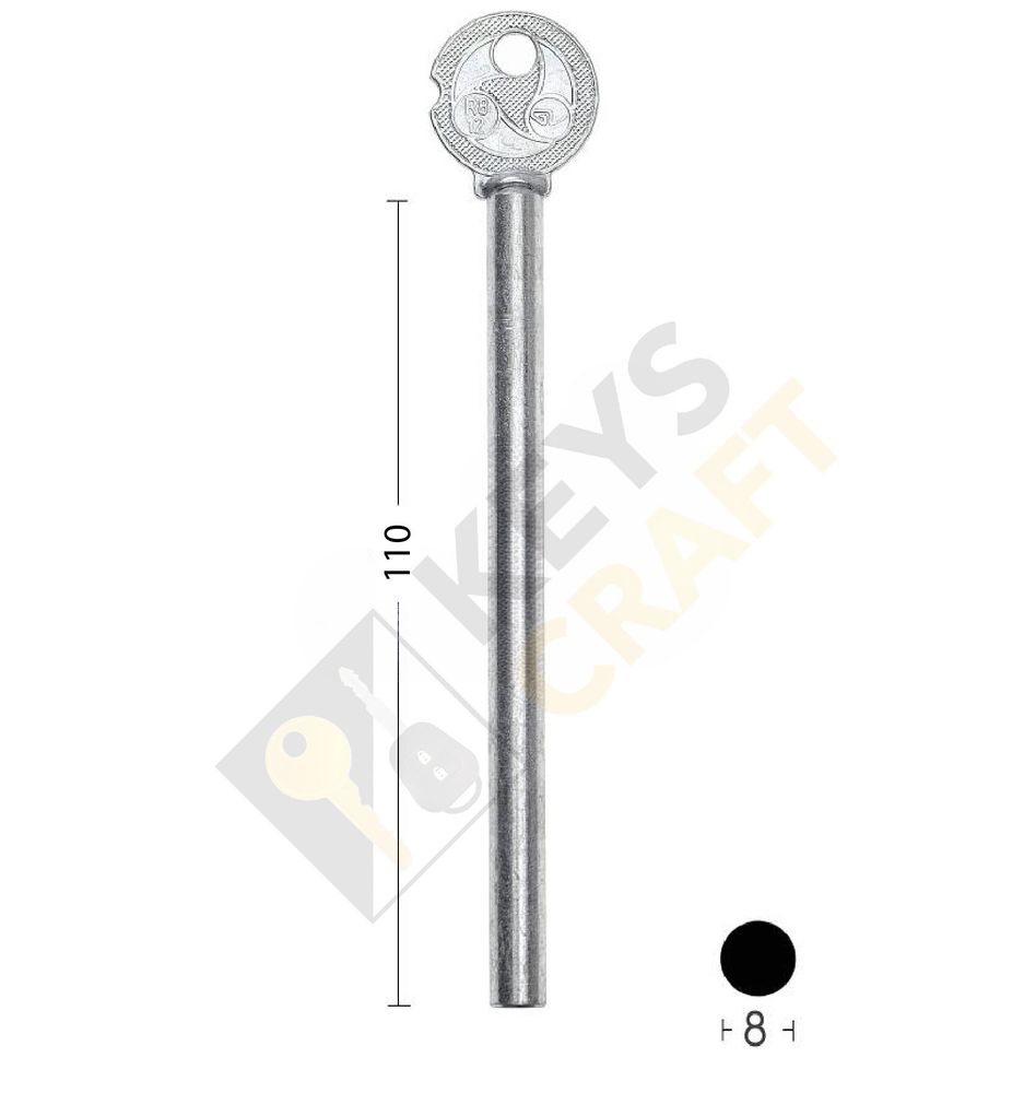 Заготовка ключа 14840 R08-12 ригель круглый ГРАВЕР