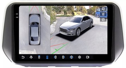 Магнитола для Hyundai Santa Fe 4 2018-2020 - FarCar BX1124M-360 монитор 10.36" 2K QLED на Android 13, 6Гб+128Гб, CarPlay, 4G SIM-слот, 4 камеры в комплекте