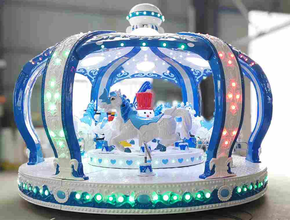 Детская электрическая карусель «Снежная корона» синяя, 12 мест