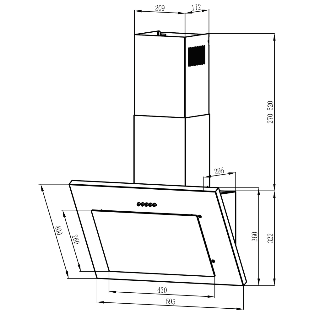 Наклонная вытяжка Oasis серии PROMO ND-60B