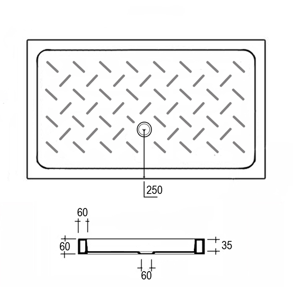 Душевой поддон прямоугольный керамический RGW CR (Глубина 35)