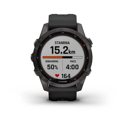 часы Garmin Fenix 7X Sapphire Solar титановый черный DLC с силиконовым ремешком 51 мм (010-02541-23)