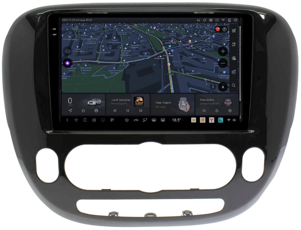 Магнитола для KIA Soul 2 2014-2019 (кондиционер, рамка глянцевая) - Carmedia SF-9740-AB QLed+2K, Android 13, UIS7870 (DUDU7), CarPlay, SIM-слот