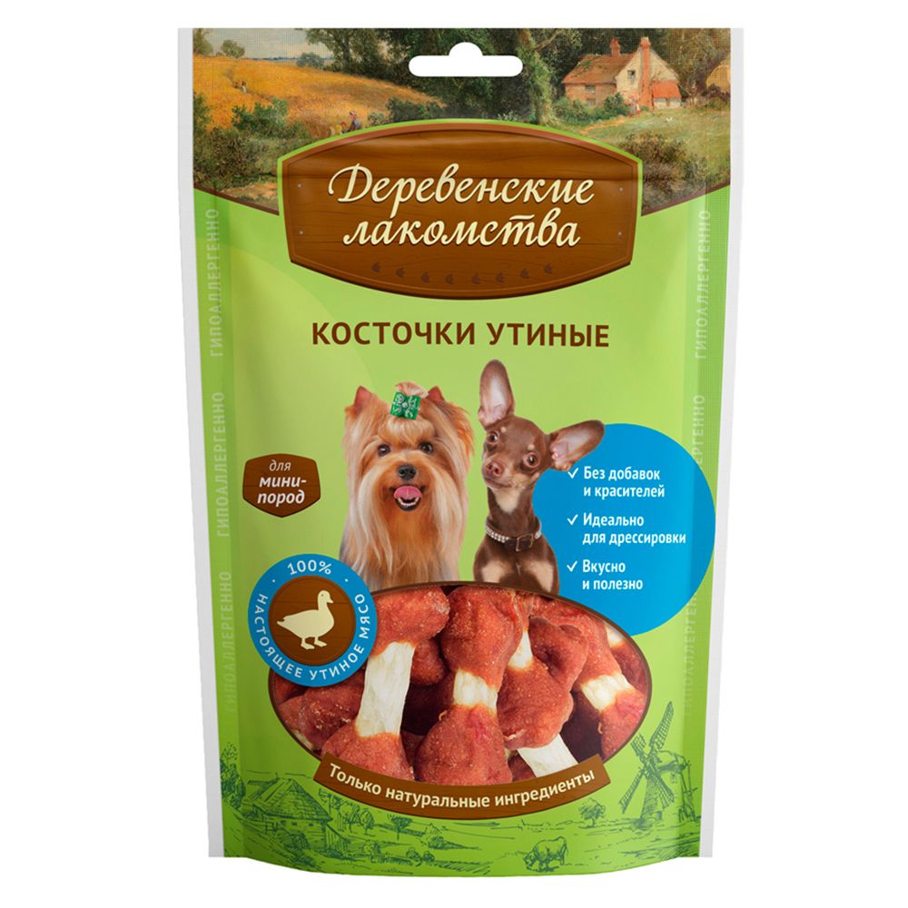 Деревенские лакомства &quot;Косточки утиные&quot; - лакомства для собак малых пород, 55 г