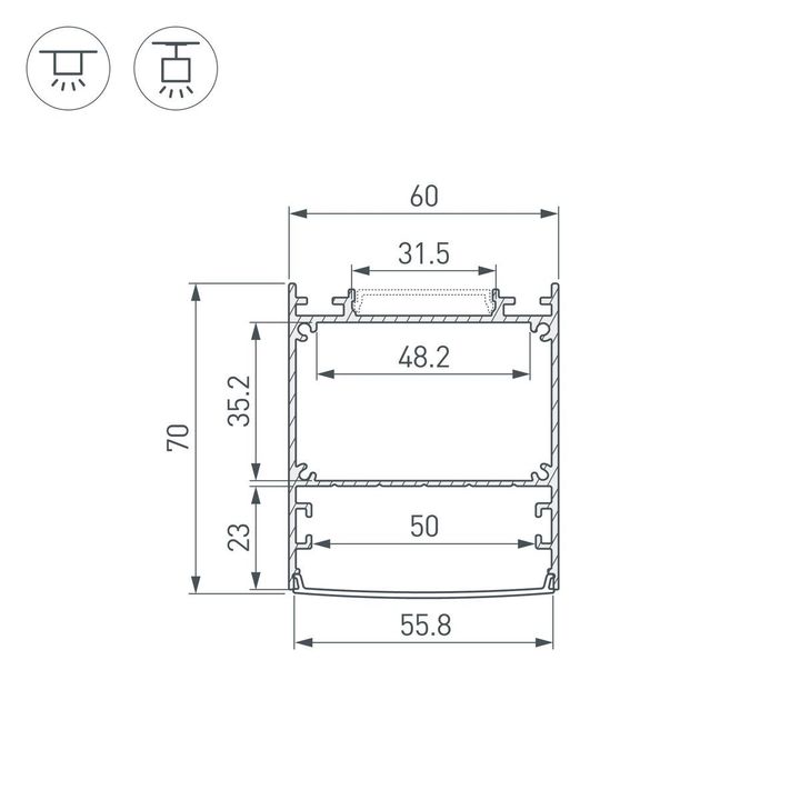 Профиль Arlight Line-6070-3000 Anod 047502