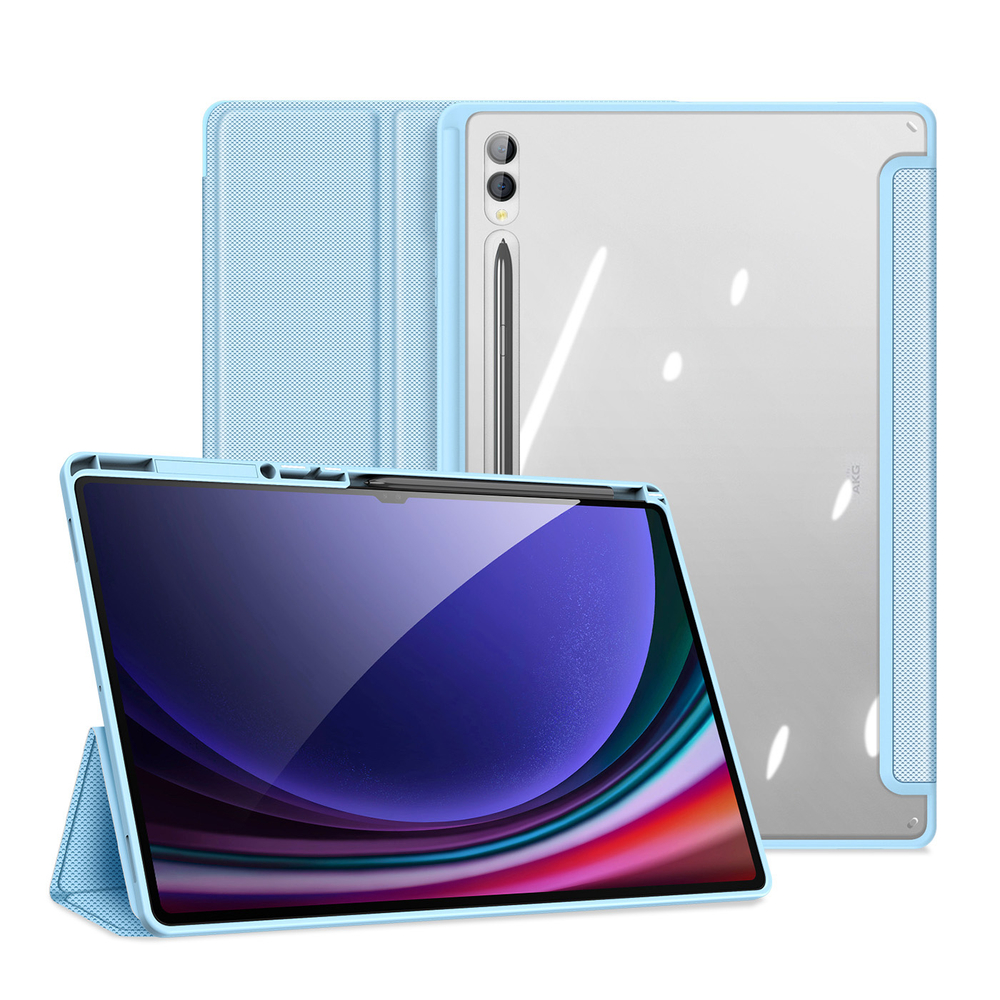 Чехол книжка синего цвета от Dux Ducis для Samsung Tab S10 Ultra, S9 Ultra и S8 Ultra, серия Toby Series Case, с функцией пробуждения и сна