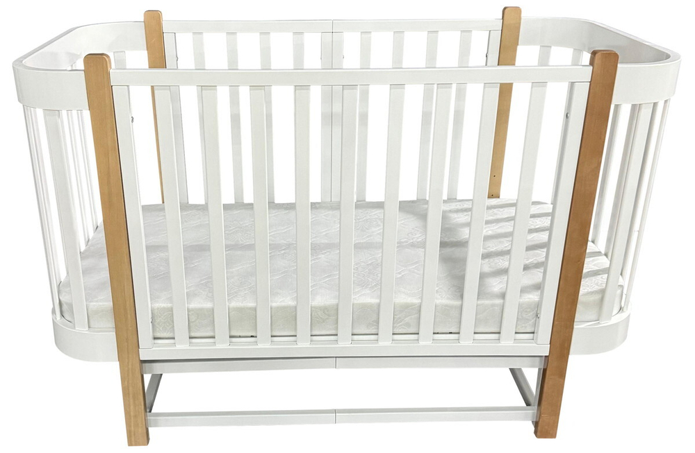 Детская кроватка Антел Nezabudka продольный маятник 3 в 1 белый/бук