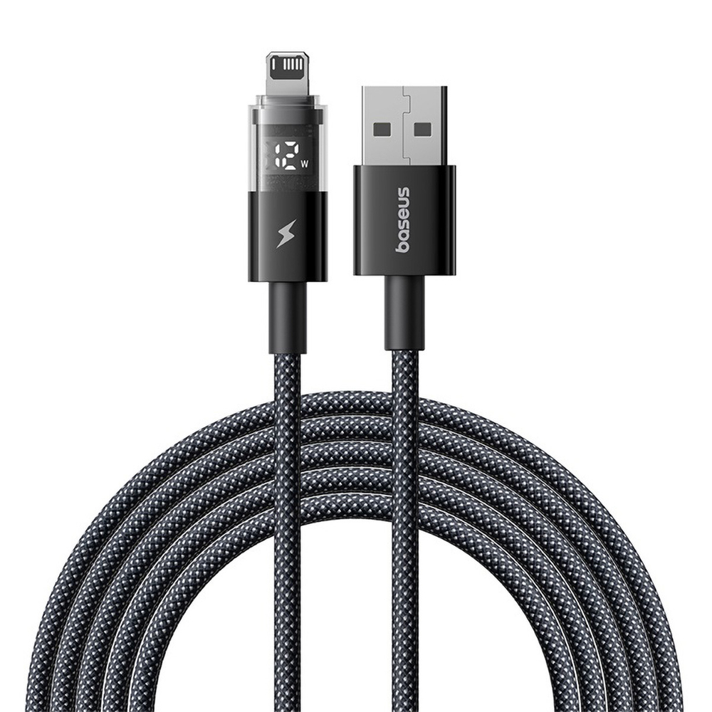 USB-A - Lightning Кабель Baseus Display 2 Charging+Data 2.4A 1-2m - Cosmic Black