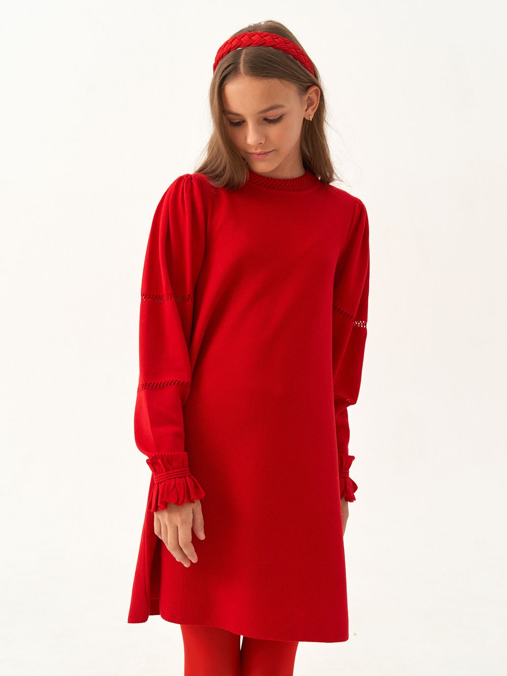 Платье для девочки с длинным рукавом AT1039 красный