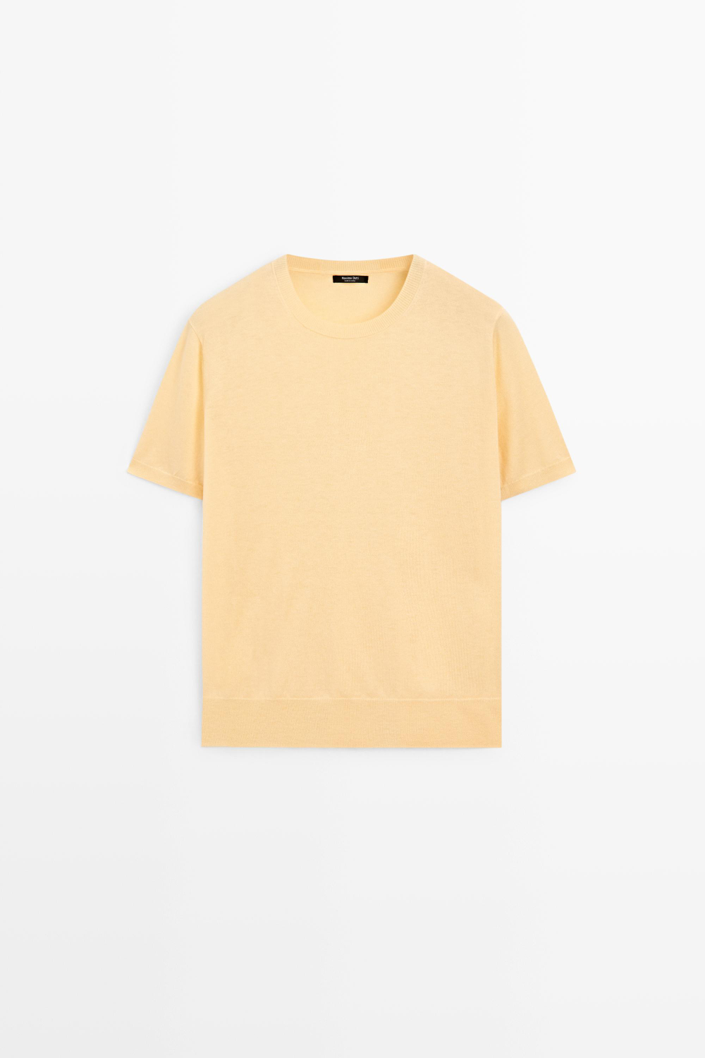 Massimo Dutti Тонкий шерстяной джемпер с короткими рукавами, желтый