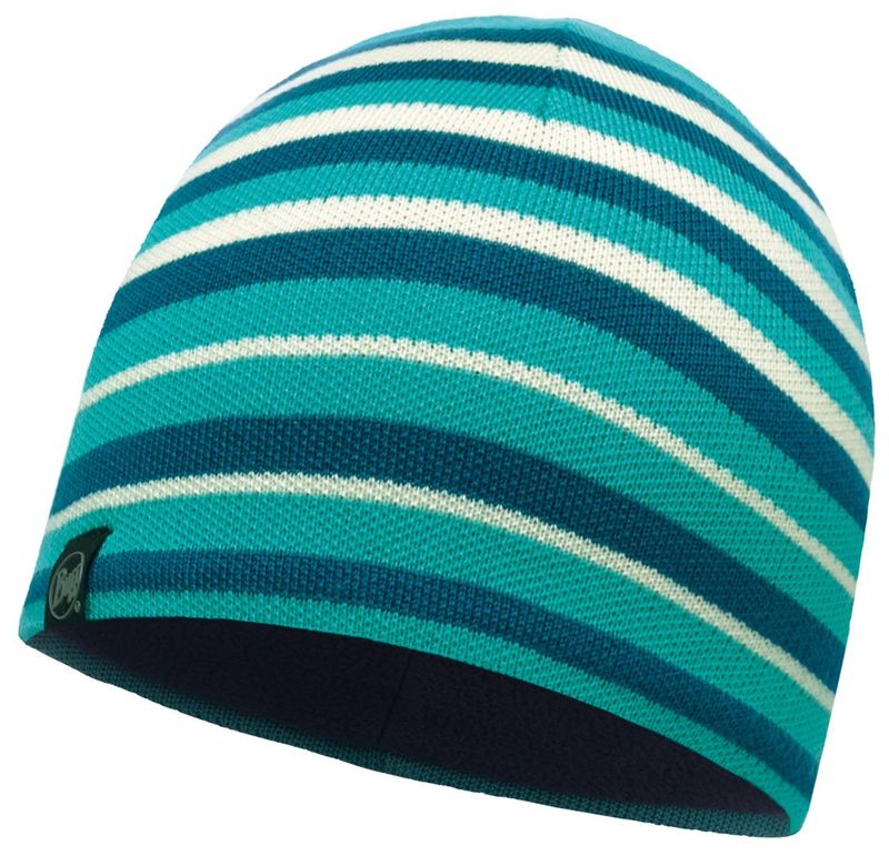 Шапка вязаная с флисом Buff Laki Stripes Lake Blue Фото 1
