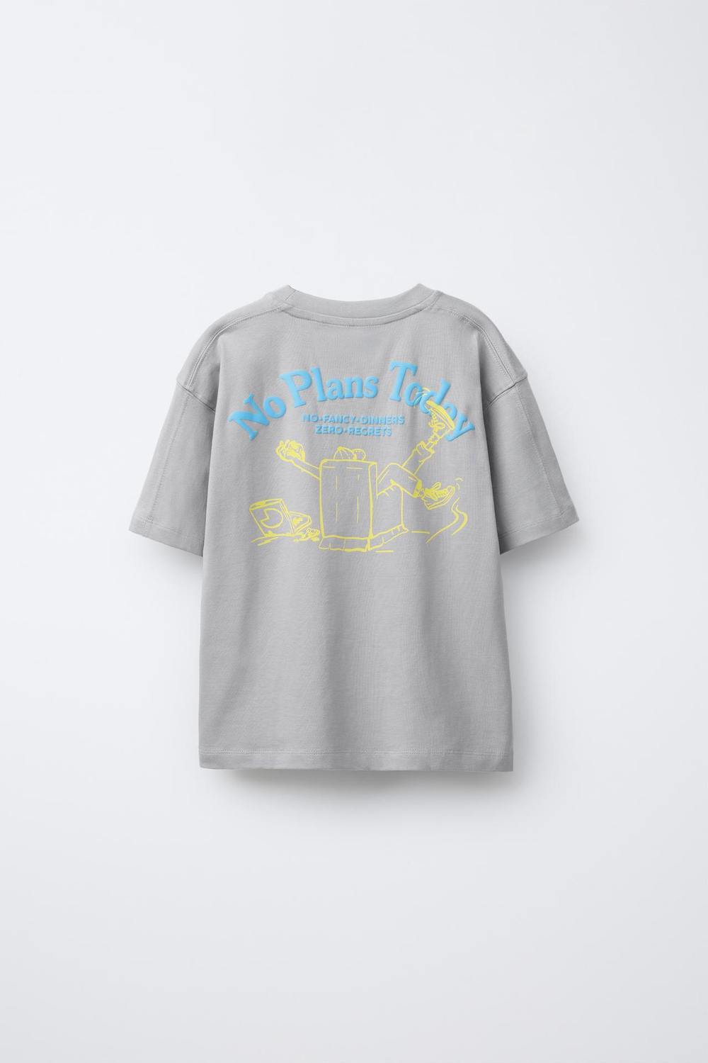 ZARA ФУТБОЛКА С НАДПИСЬЮ И НАШИВКОЙ, СЕРЫЙ