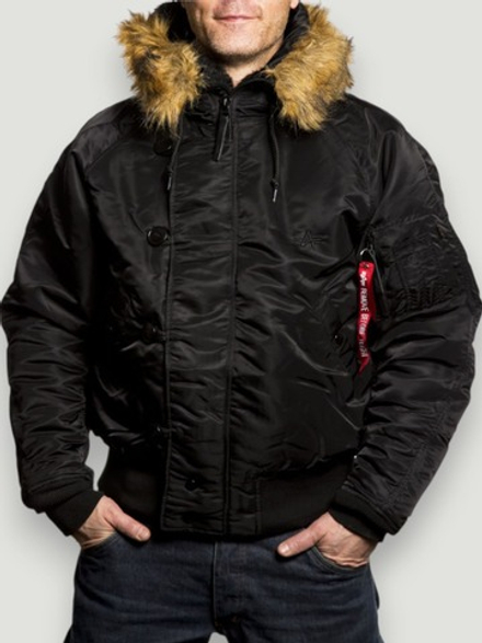 Куртка короткая зимняя Alpha N-2B Flight Jacket (черная - black)
