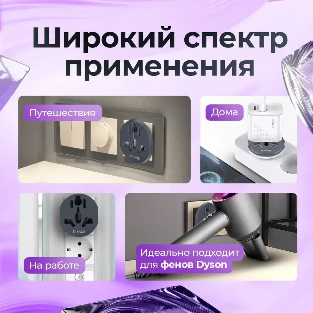 Переходник универсальный для розетки / Сетевой адаптер с китайской вилки с заземлением/ 16А 4000вт