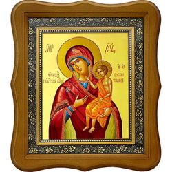 Воспитание. Икона Божьей Матери на холсте.