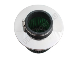 Фильтр воздушный нулевого сопротивления Sport FLOW, зеленый/хром,  закрытый D70мм