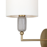 Настенный светильник 1x40Вт Е14, металл/ткань/керамика, бронза, белый плафон,  дымчатый декоративный элемент