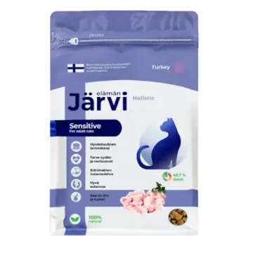 Сухой корм Jarvi для взрослых кошек с чувствительным пищеварением, индейка