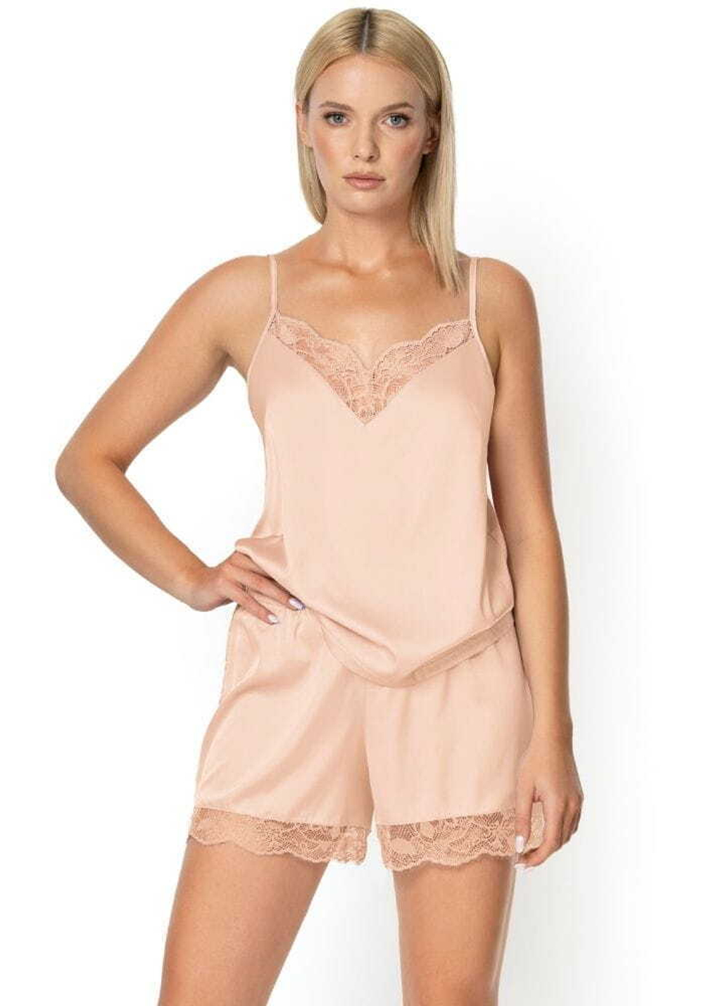 Легкий пижамный комплект Zora с кружевом (Размер: XL) (Цвет: сиреневый)