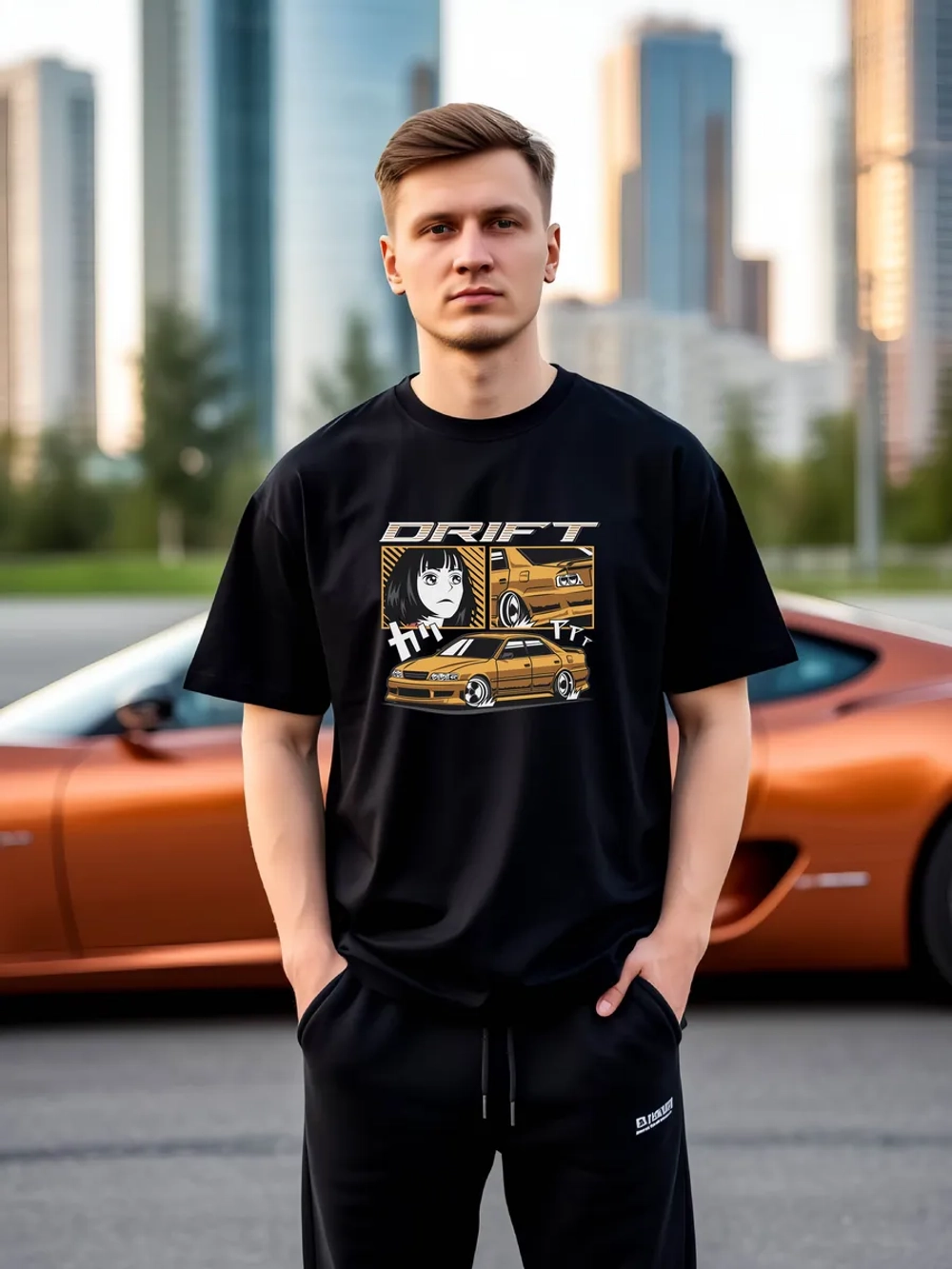 Футболка мужская y2k с принтом машиной