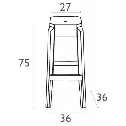 Табурет прозрачный барный, Siesta Contract Fox 75, прозрачный