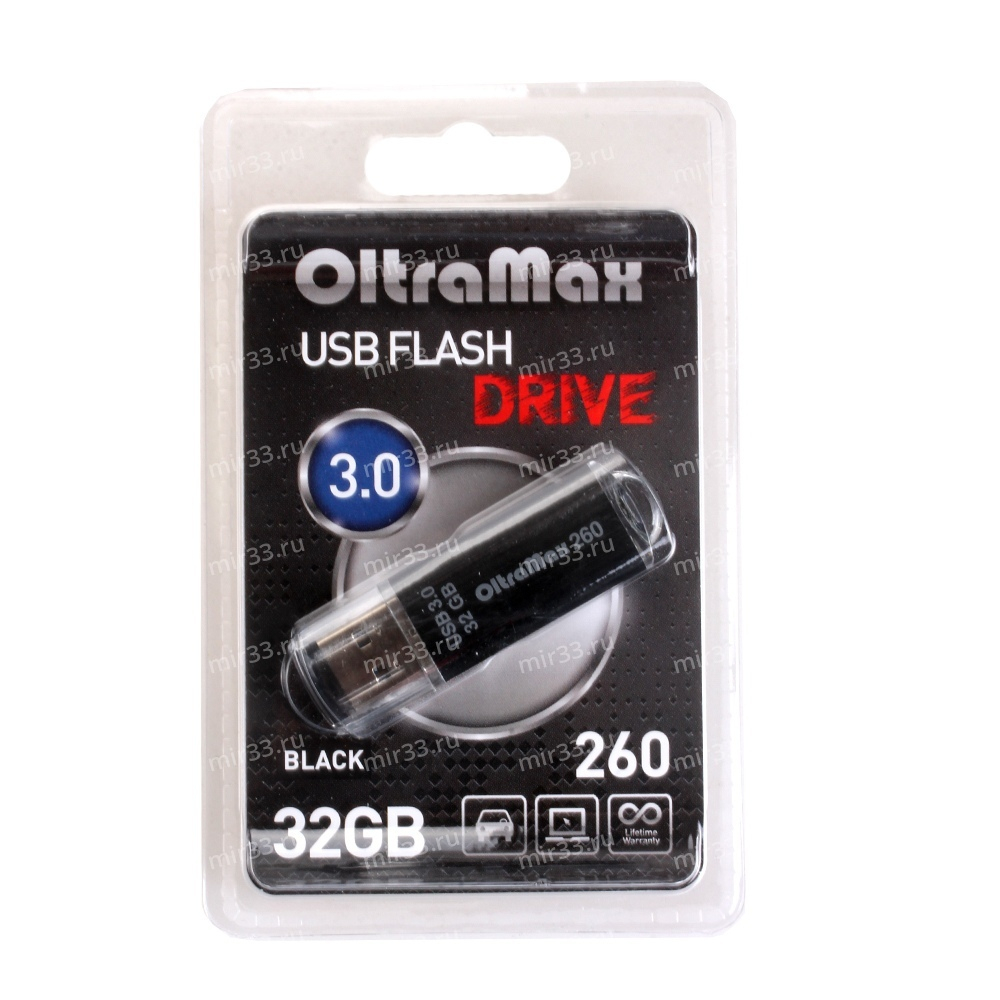 USB Флешка 32GB OltraMax 260, USB 3.0, черная