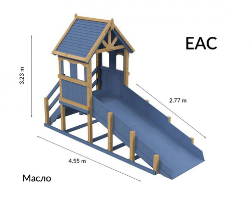 Зимняя деревянная заливная горка Теремок (скат 2.77 м)