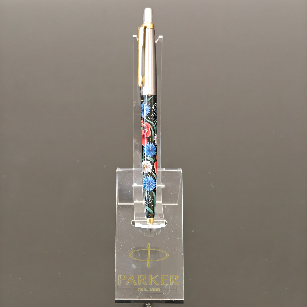 Коллекционная сувенирная авторучка Parker "Полевые цветы" с ручной росписью Палех в коробке