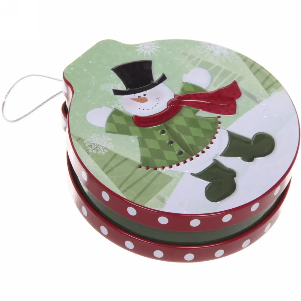 Банка жестяная 200мл 11,2*12,2*4см «Снеговик» двухсторонняя