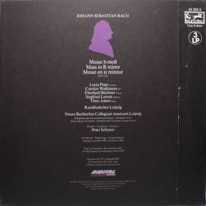 Peter Schreier, Popp, Watkinson, Adam, Buchner, Lorenz / Johann Sebastian Bach: Messe In H-moll BWV 232 (3LP)
