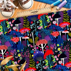 Ткань премиум интерлок неоновый лес