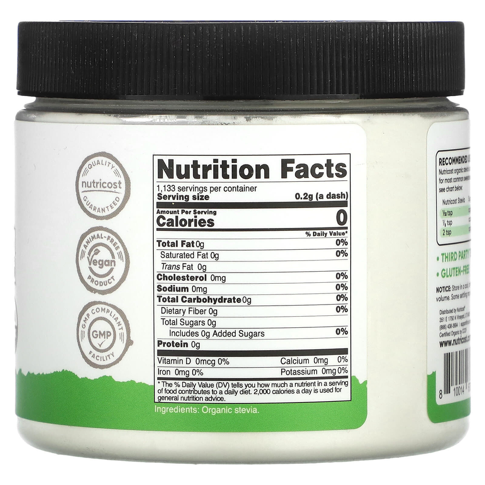 Nutricost, Pantry, органическая стевия, 227 г (8 унций)